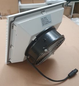 Solar powered wall extraction fan rear view